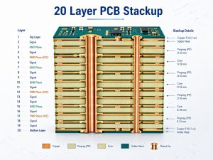 20 layer PCB stackup example with signal ground and power layers