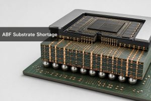 3D cutaway of a high-end AI processor on an ABF package substrate