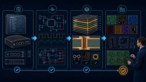 AI PCB design release gates covering requirements electrical review DFM and manufacturing files