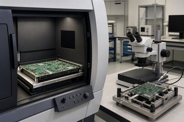 AI Server PCB quality inspection with X-ray and optical equipment