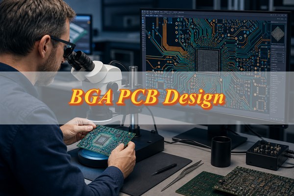 BGA PCB Design, engineer reviewing a dense BGA breakout before PCB fabrication