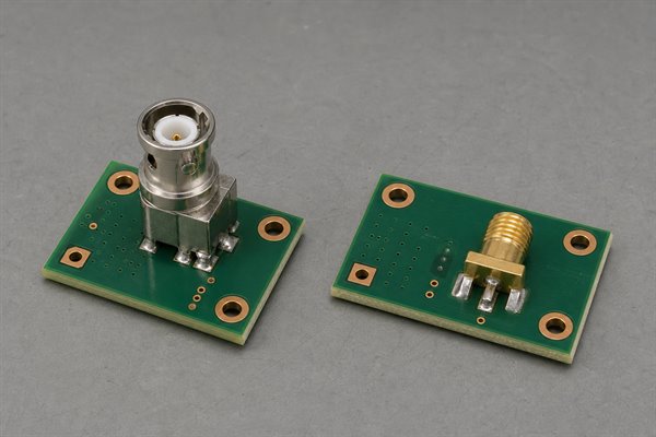 SMA and BNC connector mounting arrangements on printed circuit boards