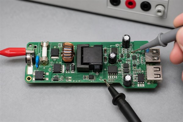 Car charger circuit board, input protection and power conversion section