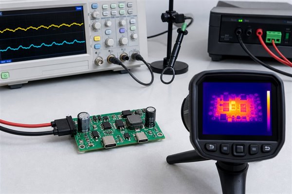 Car charger circuit board, thermal and electrical verification in a compact module