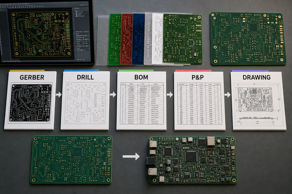 PCB manufacturing release files including Gerber drill BOM and Pick-and-Place