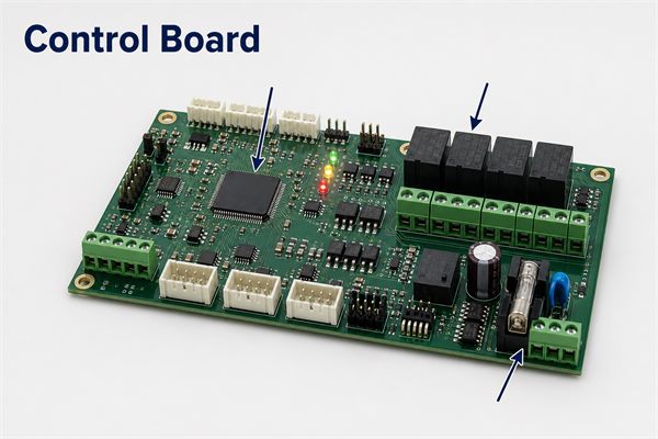 Control Board with microcontroller, relay outputs and protected power input