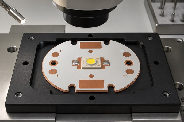 LED thermal pad and copper pedestal alignment inspection for a Cu-DTP MCPCB