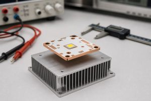 Solder TIM flatness and mounting controls for copper direct-thermal-path MCPCB heat transfer