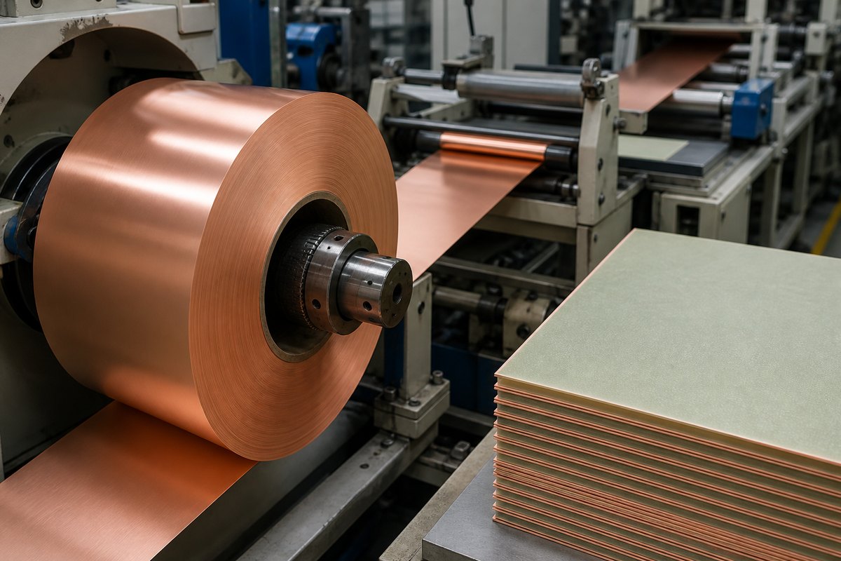 Copper foil roll feeding copper-clad laminate production