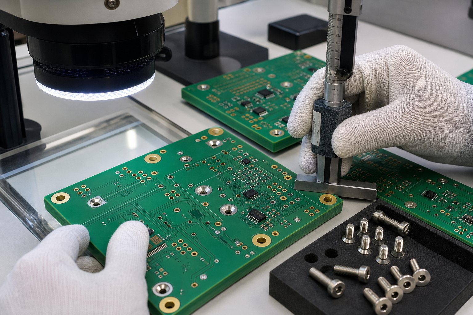 Quality inspection of countersink and counterbore PCB holes with optical measurement and depth checking