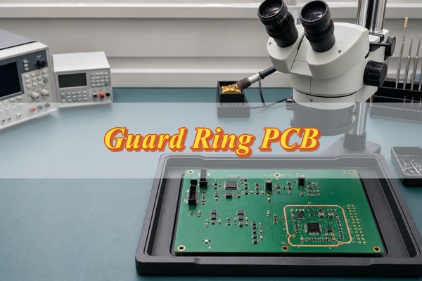 Guard ring PCB on a precision electronics inspection bench
