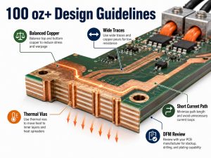 Design guidelines for 100 oz and thicker heavy copper PCBs