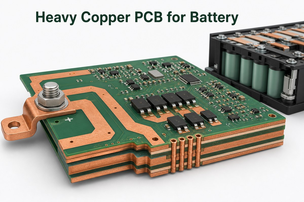 Heavy Copper PCB for Battery with thick copper power layers and a battery module