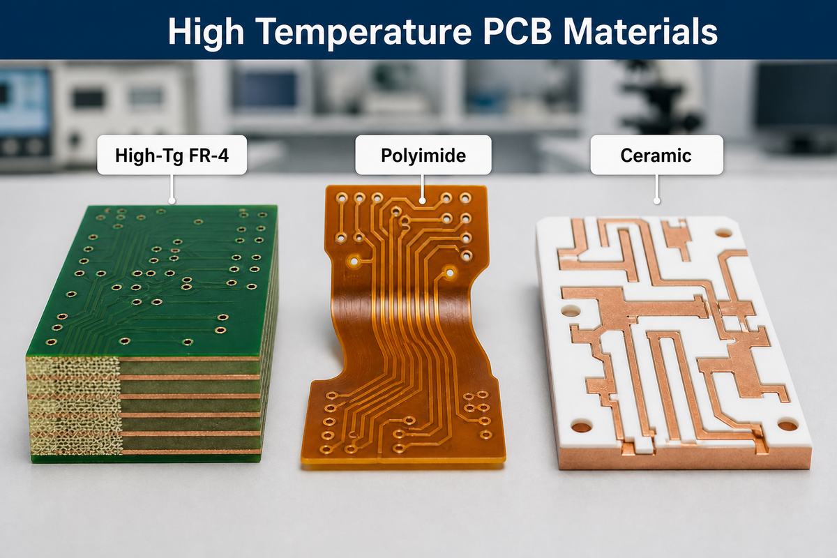 High Temperature PCB Materials comparison of high-Tg FR-4, polyimide and ceramic
