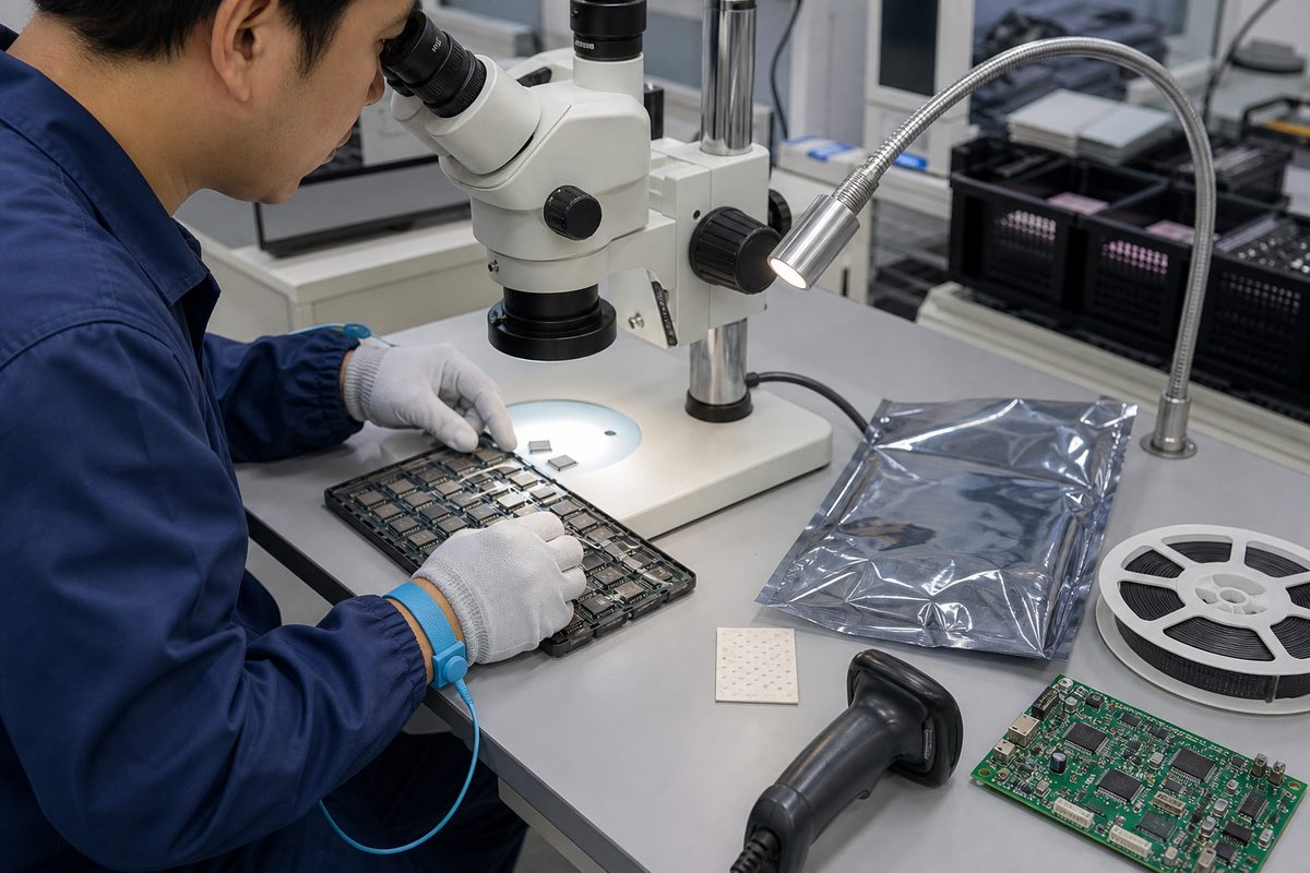 Incoming quality inspection of semiconductor components before PCBA assembly