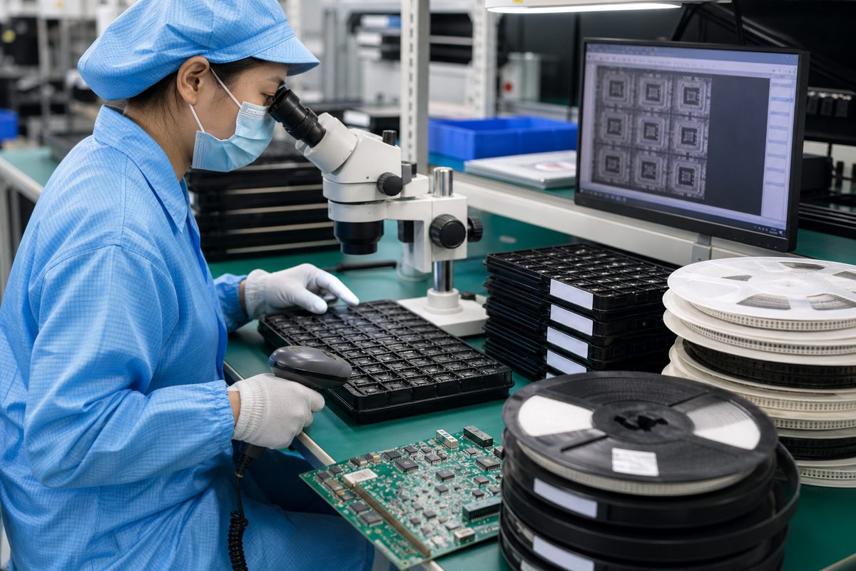 Incoming semiconductor inspection and traceability check before PCBA assembly