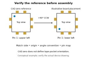 IPC-7351, CAD reference orientation checked against PCB placement and assembly data