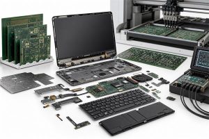 Laptop motherboard, power board, connectors and supporting electronics