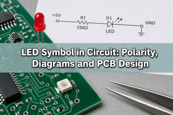 LED symbol in circuit with PCB and polarity design