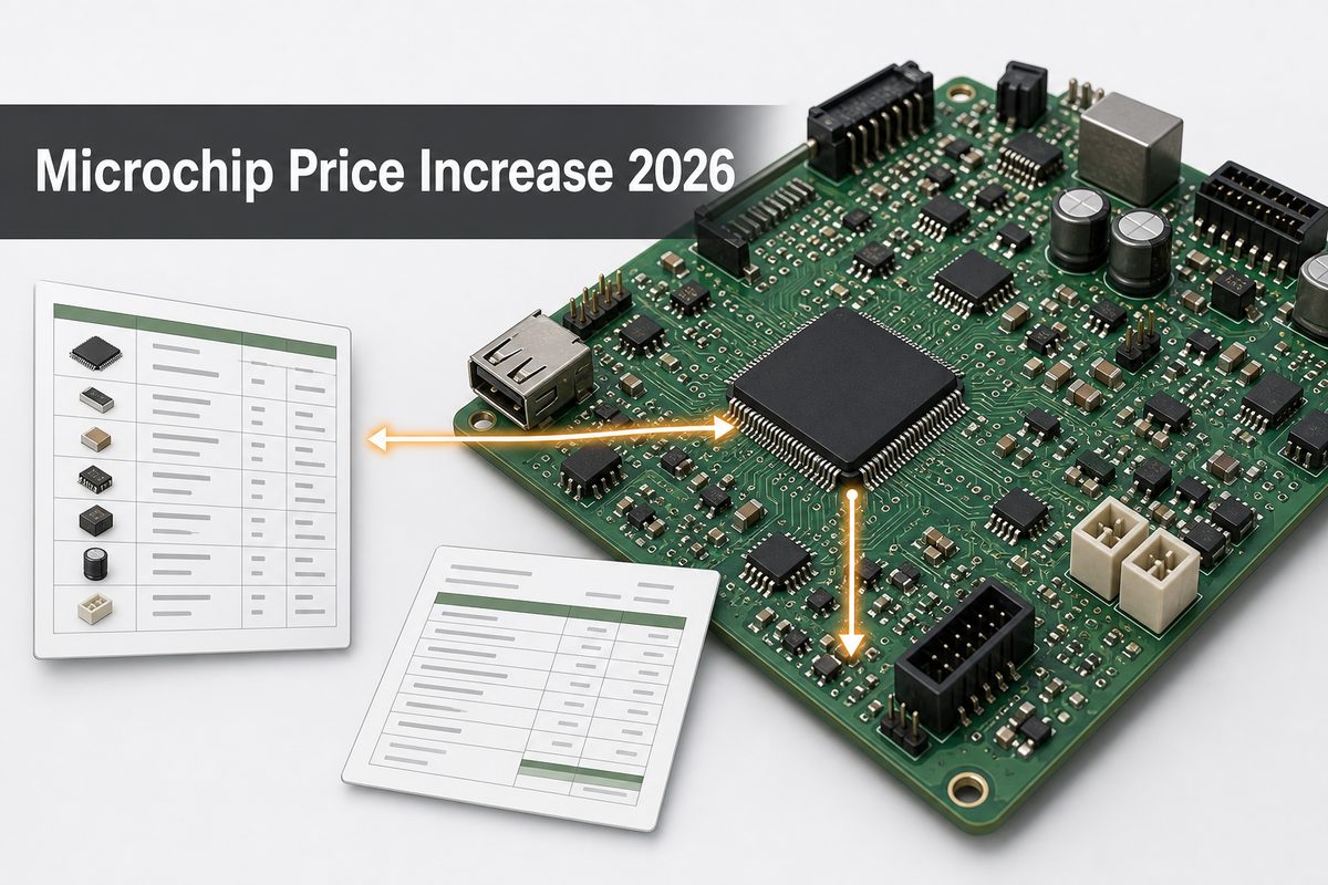 3D PCBA and BOM documents illustrating the Microchip price increase 2026