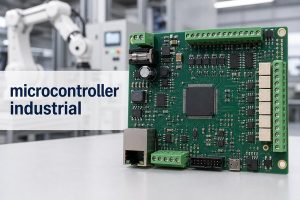 Microcontroller industrial control PCB with protected field I/O and Ethernet
