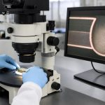Cross-section inspection helps evaluate microvia geometry and copper interfaces.