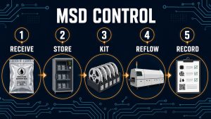 Moisture-sensitive device control flow from receipt and storage through kitting reflow and recording