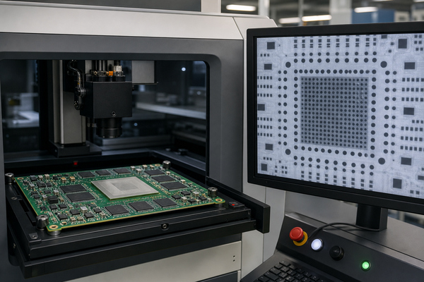X-ray inspection of a multi chip module mounted on a PCB