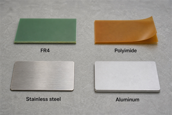 FR4 polyimide stainless steel and aluminum samples for PCB board stiffeners