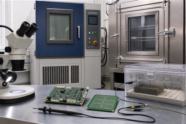 PCB Fabrication for Harsh Environments, qualification samples in an environmental test laboratory