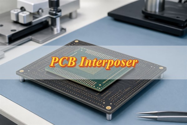 Organic PCB interposer with dense BGA pads and routed copper connections