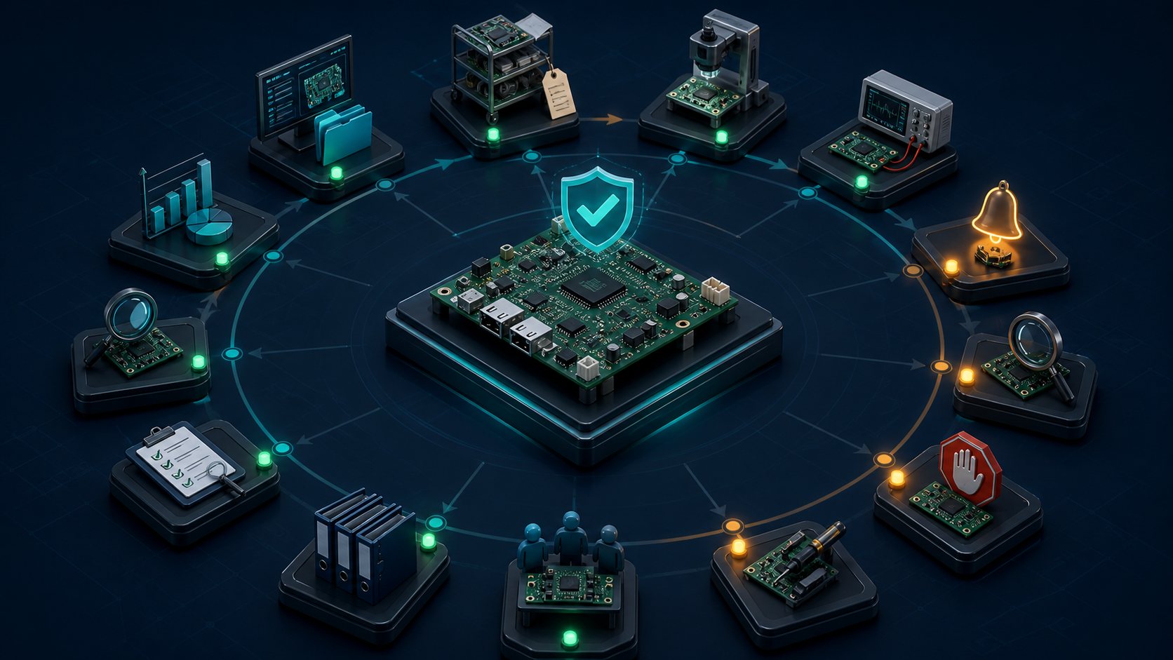 PCB quality agreement control loop for files materials inspection testing changes records and performance