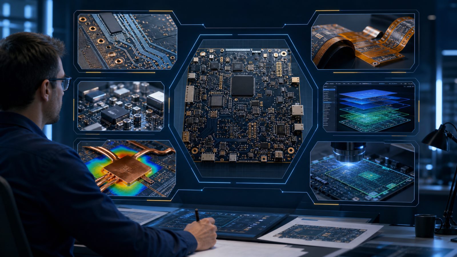 Engineer comparing advanced PCB technologies for a 2026 manufacturing roadmap