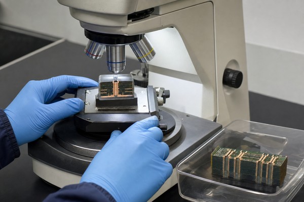 Microsection analysis of PCB vias after thermal cycling