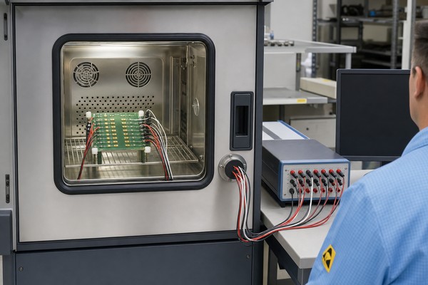 Daisy-chain PCB resistance monitoring during thermal cycling