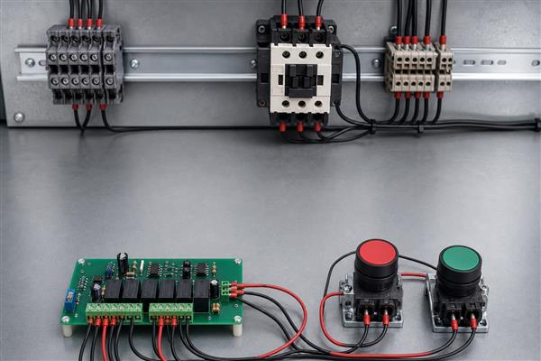Relay coil driver PCB with terminals and isolation components