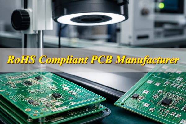 RoHS compliant PCB manufacturer, inspector reviewing printed circuit boards