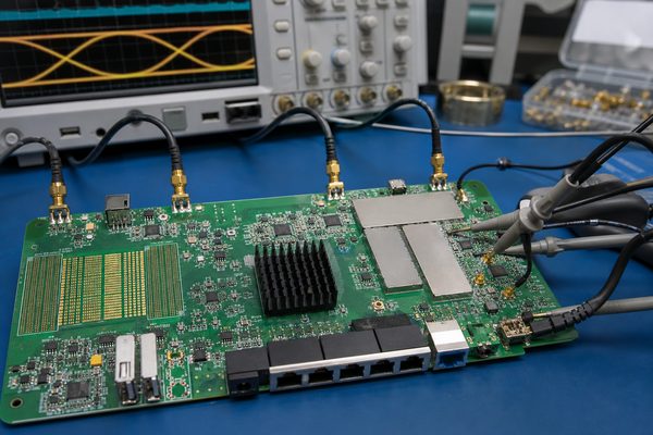 Router PCB RF and high-speed interface testing with oscilloscope probes