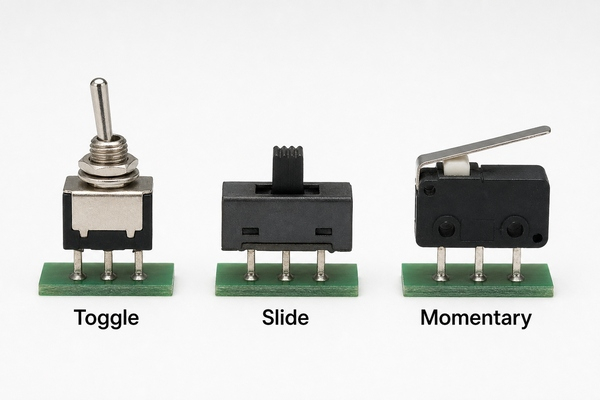 Toggle, slide and momentary SPDT switch types