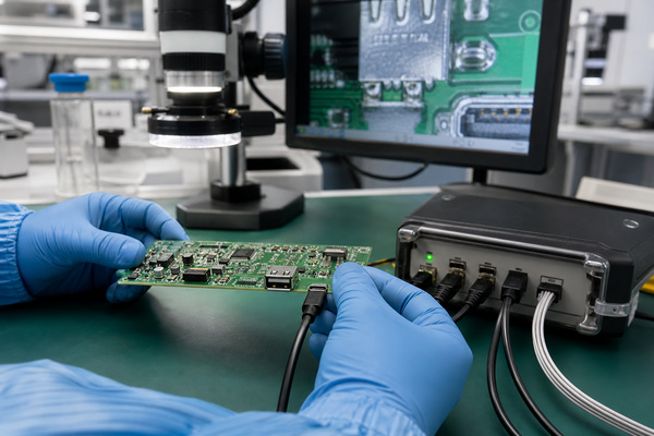 USB port PCB assembly inspection and functional testing