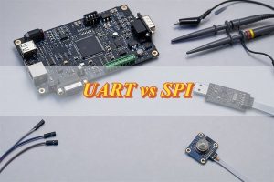 UART vs SPI interface comparison on an embedded controller workbench