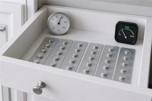 Unopened watch batteries stored in dry room-temperature conditions
