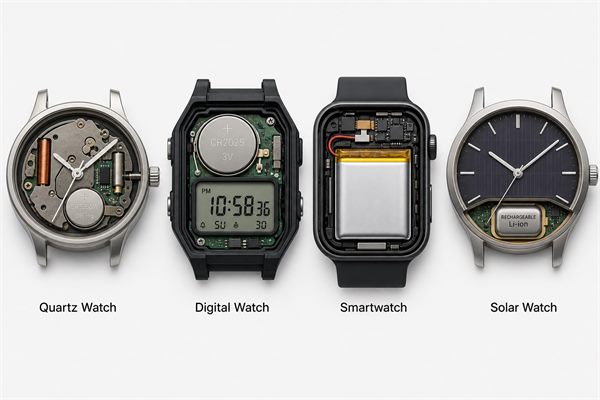 Quartz watch, digital watch, smartwatch and solar watch power systems