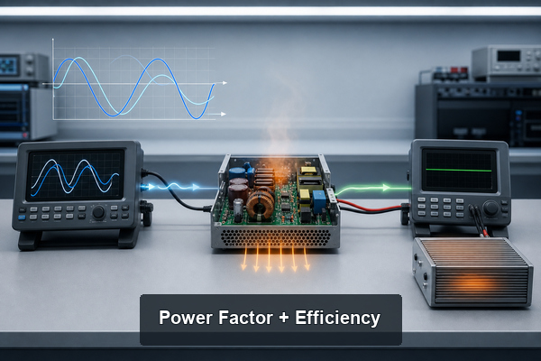 Power factor and inverter efficiency effects on watts to amps