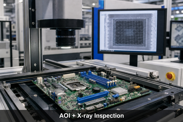 AOI and X-ray inspection of a motherboard PCBA