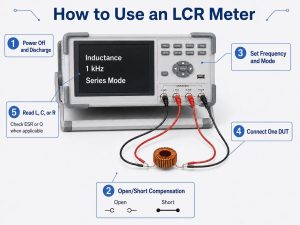 Step-by-step guide showing how to use an LCR meter