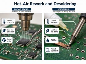 Hot-air rework and desoldering temperature guide for PCB repair