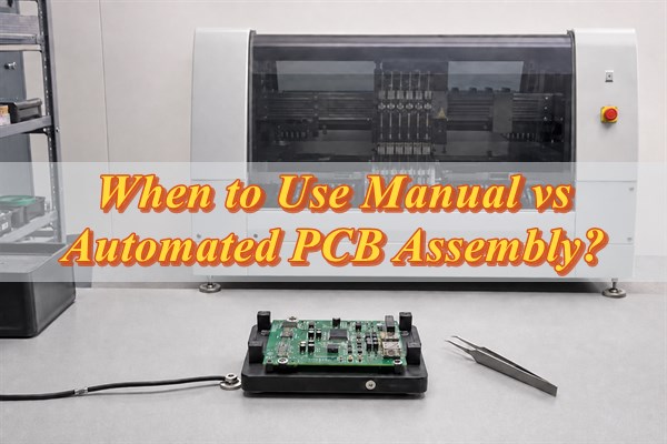 Automated PCB assembly, illustrative PCB fixture and tweezers in front of an enclosed placement machine with the article title