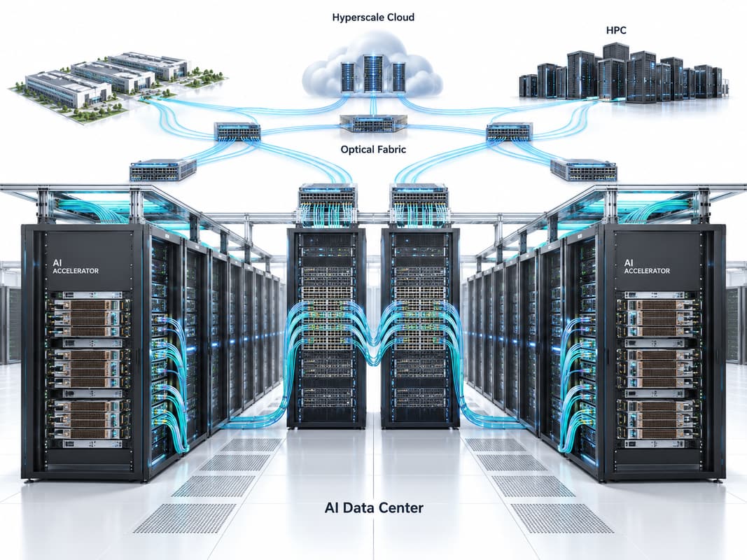 Co-Packaged Optics applications in AI data centers, hyperscale cloud and HPC optical fabrics