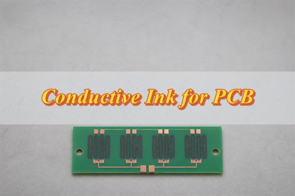 Conductive ink for PCB, conceptual illustration of carbon printed features on a circuit board